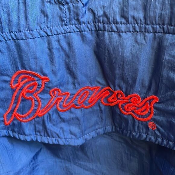 VINTAGE 90s COMPETITOR V ATLANTA BRAVES QUARTER ZIP WINDBREAKER - Picture 5 of 9